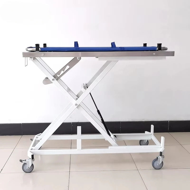 Pet first aid stainless steel manual lift ambulance stretcher trolley Veterinary rescue transport