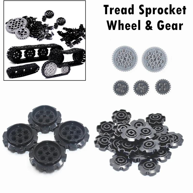 

Technical 3648 3649 57520 57519 High-Tech Tread Sprocket Wheel Gear MOC Building Blocks Particle Assembles DIY Bricks Kids Toys