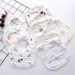 8 layers of gauze u-shaped bib baby printed cotton saliva towel cotton absorbent thickened baby bib Soft Burp Cloth Kid Bib