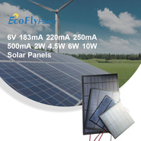 6V 183mA 220mA 250mA 500mA 2W 4.5W 6W 10W Solar Panel Cell Power Module Solar Panel with Cable