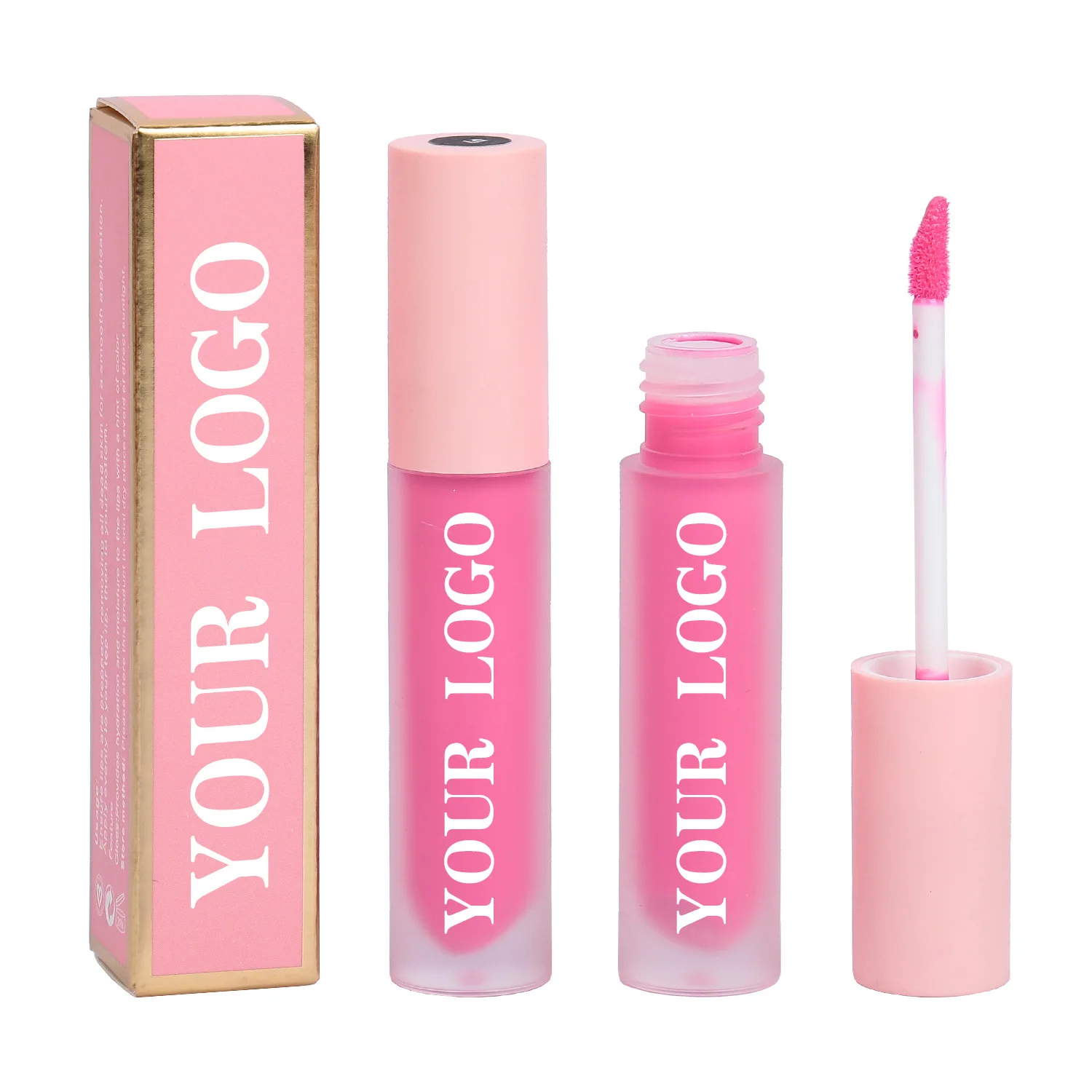 Private Label Lip Gloss Tube | Light Pink Round Lipstick Container | Custom Logo Lip Gloss
