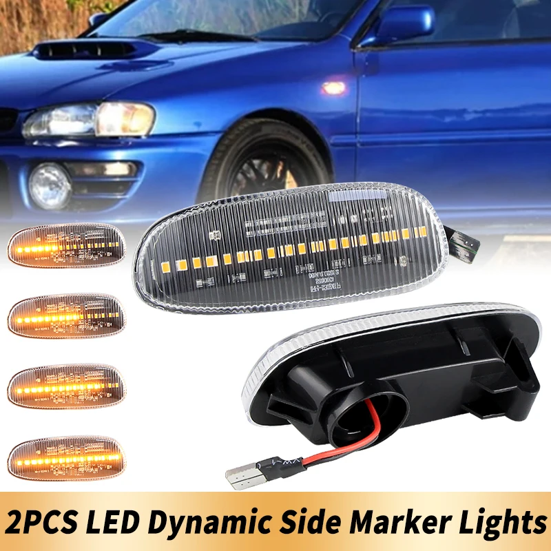 2 قطعة عدسة واضحة LED علامة جانبية ديناميكية بدوره أضواء الإشارة Canbus لسوبارو امبريزا 1993-2001 OEM: 84401FA050 اكسسوارات السيارات #2