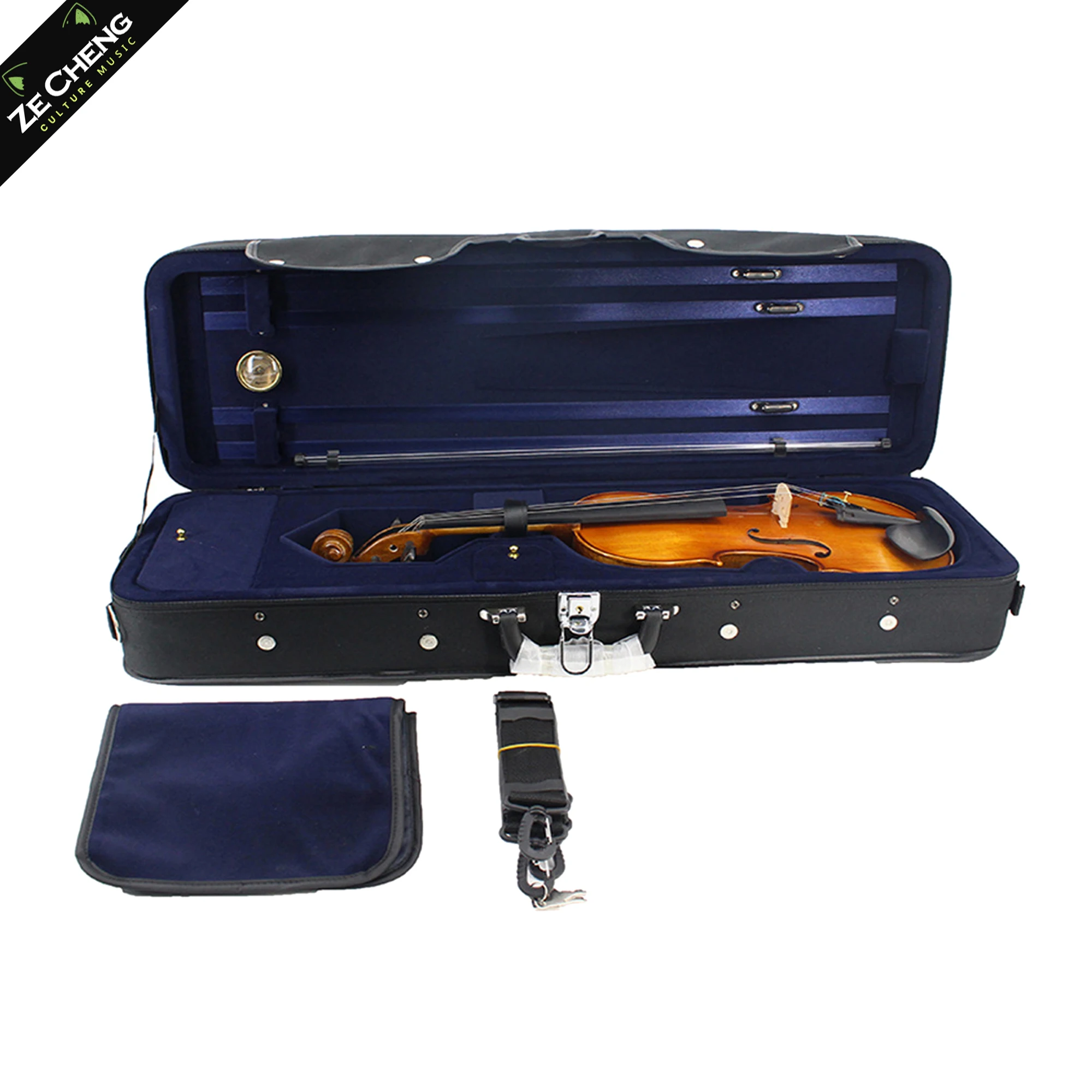 

High Quality Black Oxford Cloth Foam Rectangular Violin Box 4/4 Violin Box with Hygrometer