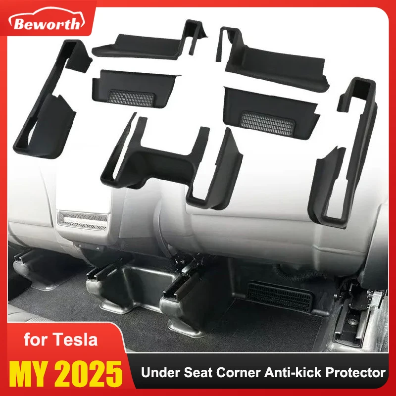 For Tesla Model Y Juniper 2025 TPE Seat Corner Full Protect Cover Front Rear Under Slide Rails Guard Anti-Kick Decor Protection
