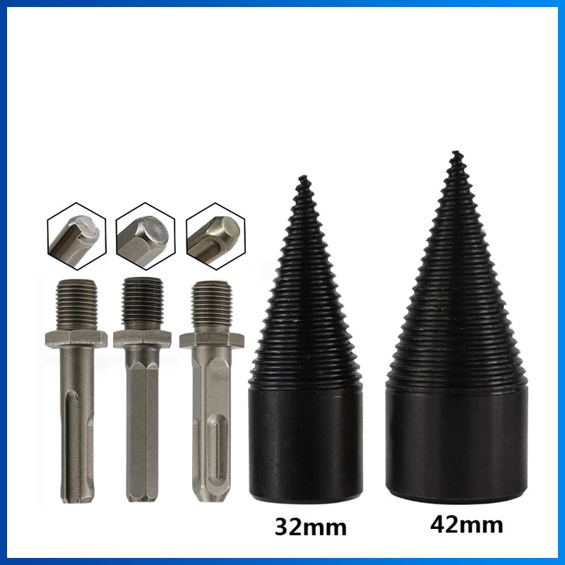 

32/42/50mm Wood Drill Bit Set Twist Firewood Splitting Drill Bit Wood Splitter Screw Cones Bit Square Round Hexagonal