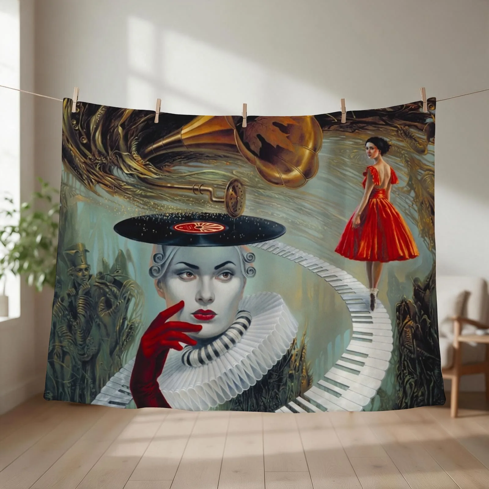 My Pet Arts: Michael Cheval b.1966 , sounding silence Throw Blanket Picnic Bed covers Flannel Blankets