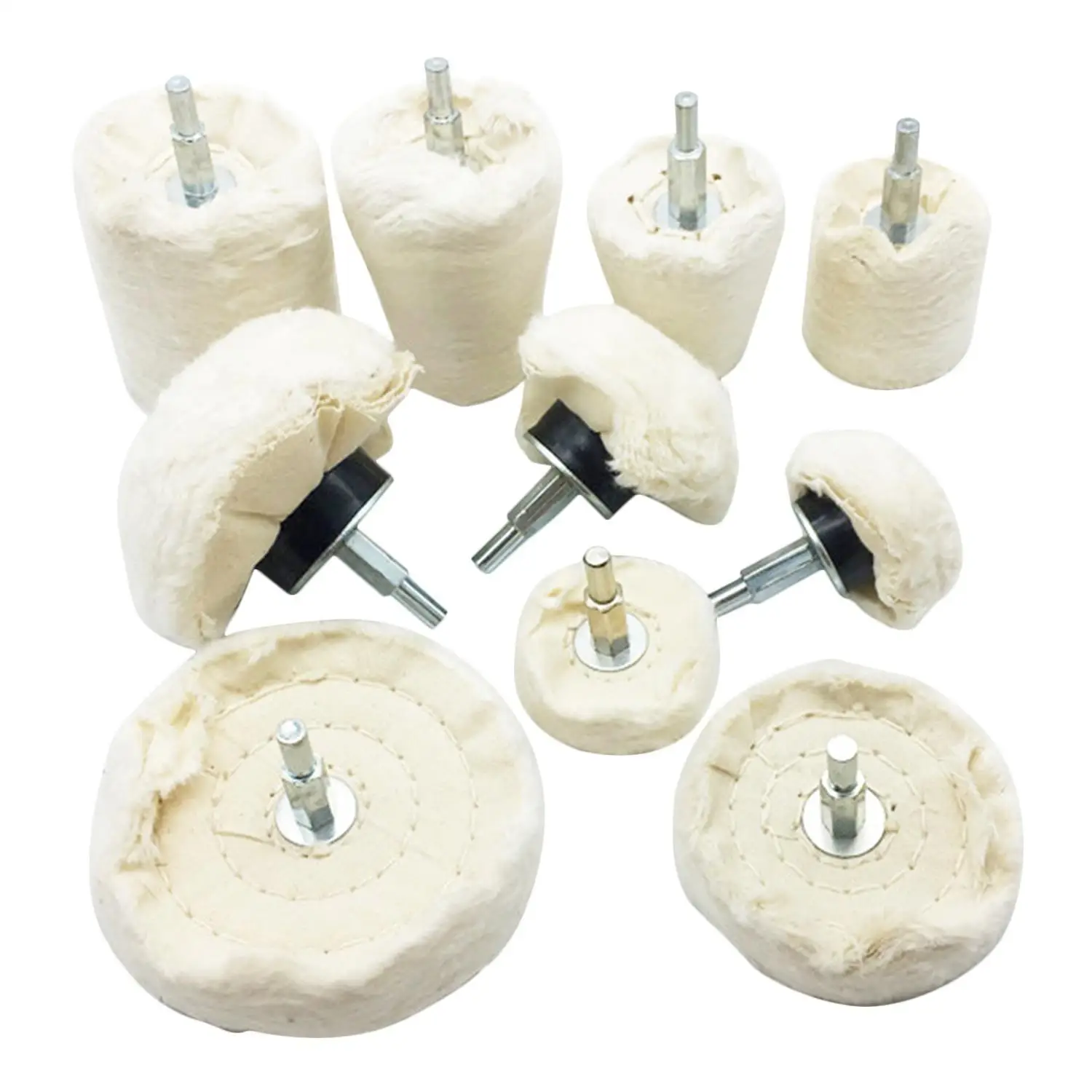 Cotton Polishing Buffing Wheel 6mm Shank Mirror Finish Wheels for Metal Jewelry Wood Cotton Buffing Pads for Rotary Tool