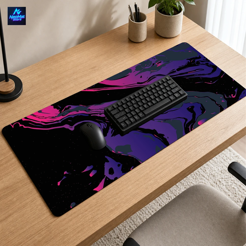Neon Liquid Mouse Pad XL Computer Gamer Gaming Desk Mat 900x400 Purple Pink Gradient Smooth Decor Mousepad Mousepads