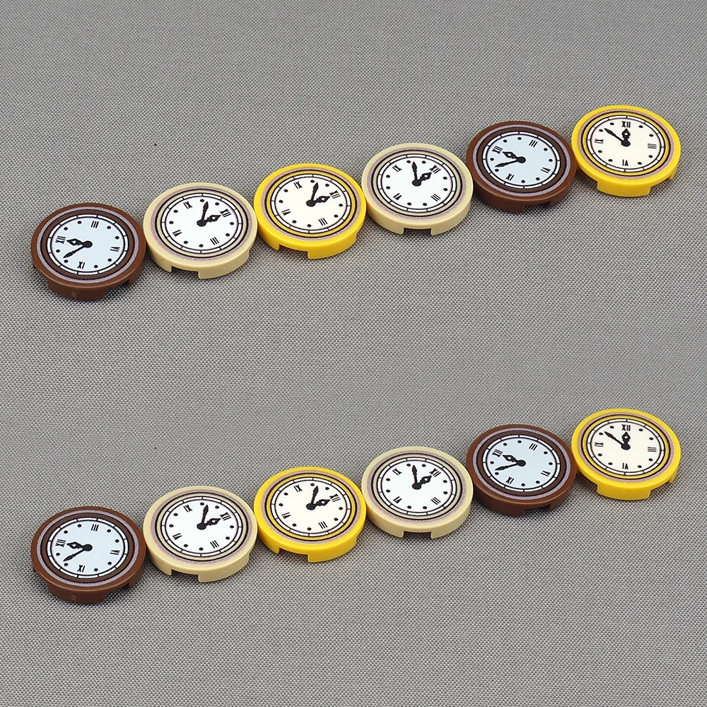 MOC 10PCS Printed 14769pb133 2X2 Clock Face Time Pointer Pattern Building Blocks Kit 14769 Bricks Particle Toy Adults Gifts