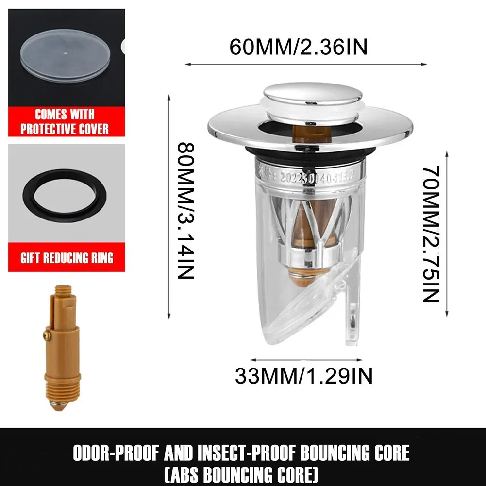 배수구 스토퍼 싱크대 플러그 폐기물 스토퍼 대야, 욕실 주방 코어 바운스 업 수도꼭지 액세서리