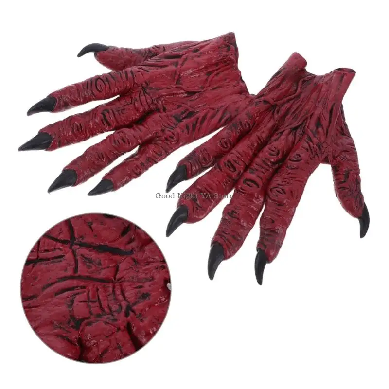  Easter Costume Gloves Red Claw Pair for Theme Parties, Stage Use, Party Photo Booth Prop Styling Set