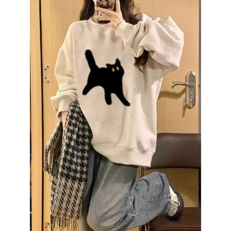 

Vintage Fashion Cartoon Pattern Printed Sportswear Autumn And Winter Round Neck Pullover Winter Women's Top