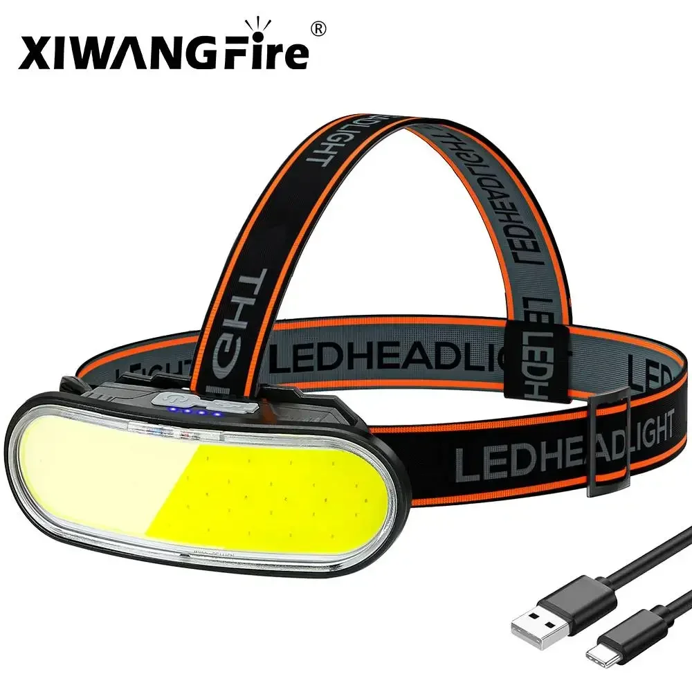 

XIWANGFIRE LED Camping COB Headlamp USB Rechargeable ABS IP65 Waterproof Head Torch Super Bright Built in Battery Power Display