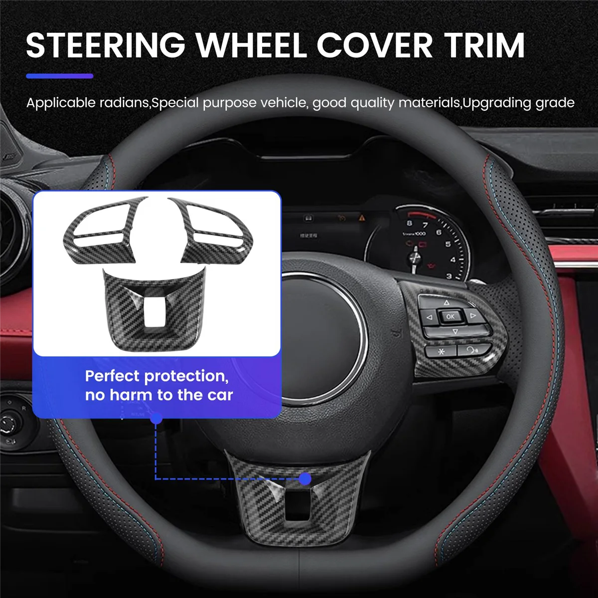 3 Stks/set Abs Auto Stuurwiel Knop Cover Sticker Interieurdecoratie Voor Mg5 Mg 6 Mg Hs Zs Auto Styling Koolstofvezel