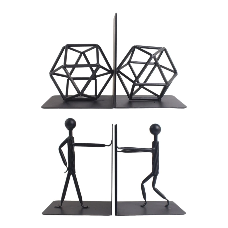 

Practical Bookends Geometric Book End Desk Bookshelf Kung Fu Man Book Support Book Holder Shelf Decorative Bookends