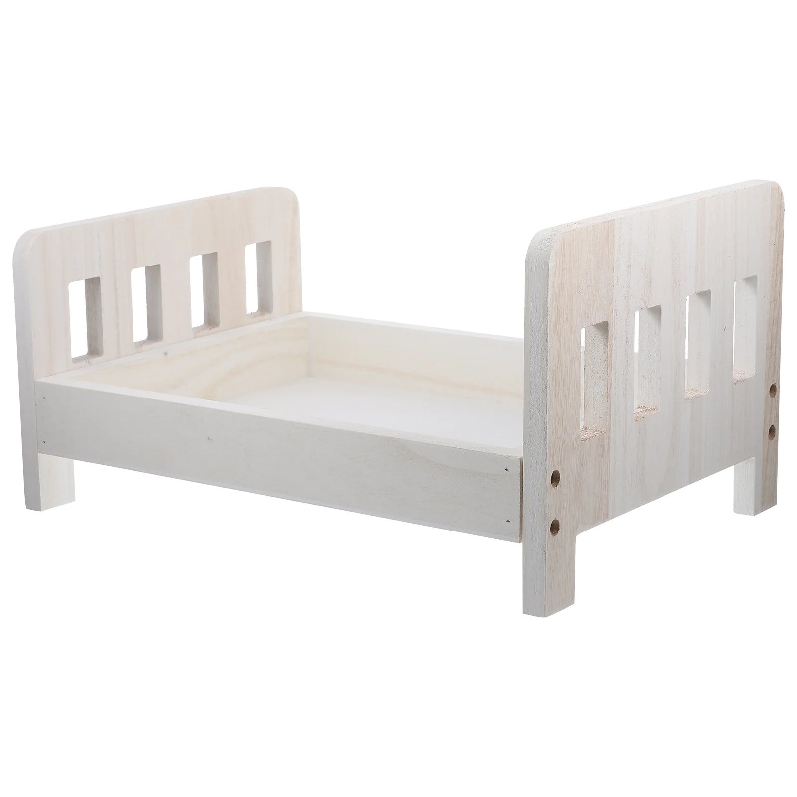 

Compact Wooden Bed Newborn Photography Prop Adorable Photo Accessory Fine Workmanship Sturdy Smooth Safe Decorative