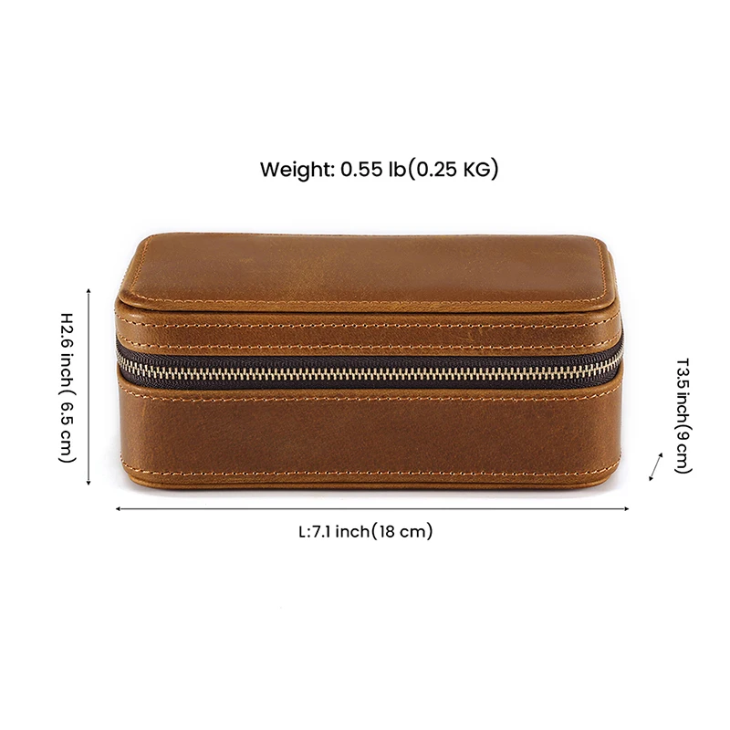 JOGUJOS Crazy Horse Leather Retro Watch Display Box for Women Travel Watch Roll Organizer Zipper Portable Watches Storage Case