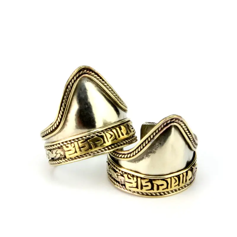 Tibetan Mantras Rings White Metal Copper Open Rings R172