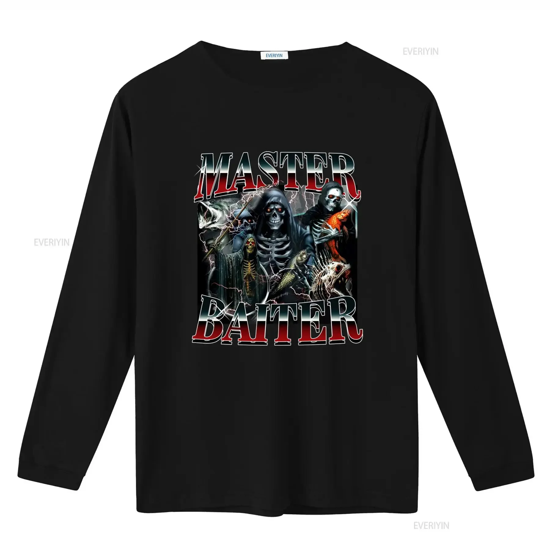 Master Baiter Vintage Style Skeleton T Shirt Funny 90's Bootleg Design Ironic Fishing Themed Perfect for Him Her vintage Unisex
