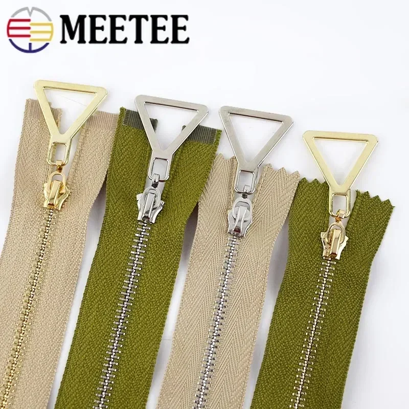 2Pcs 15-30cm Close-End 40-70cm Open-End 3# Metal Zipper Auto Lock Gold Silver Tooth Single Open Zip DIY Garment Sew Accessories