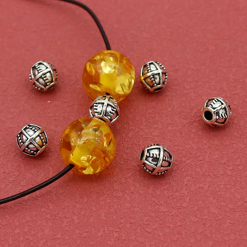 20pcs/Lot Fashion Tibetan Silver Oval Metal Beads 7x6.5mm Handmade Bracelets Alloy Spacers Necklace Charms DIY Jewelry Materials