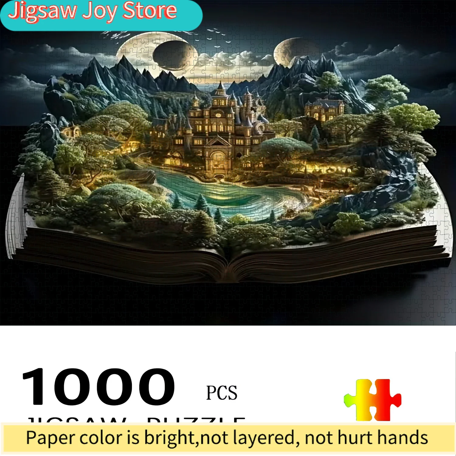 

Large Book City Jigsaw Puzzle | Portable Cardboard Box, Ideal for and Teens, Stress Relief Family Game, High-Quality Creative