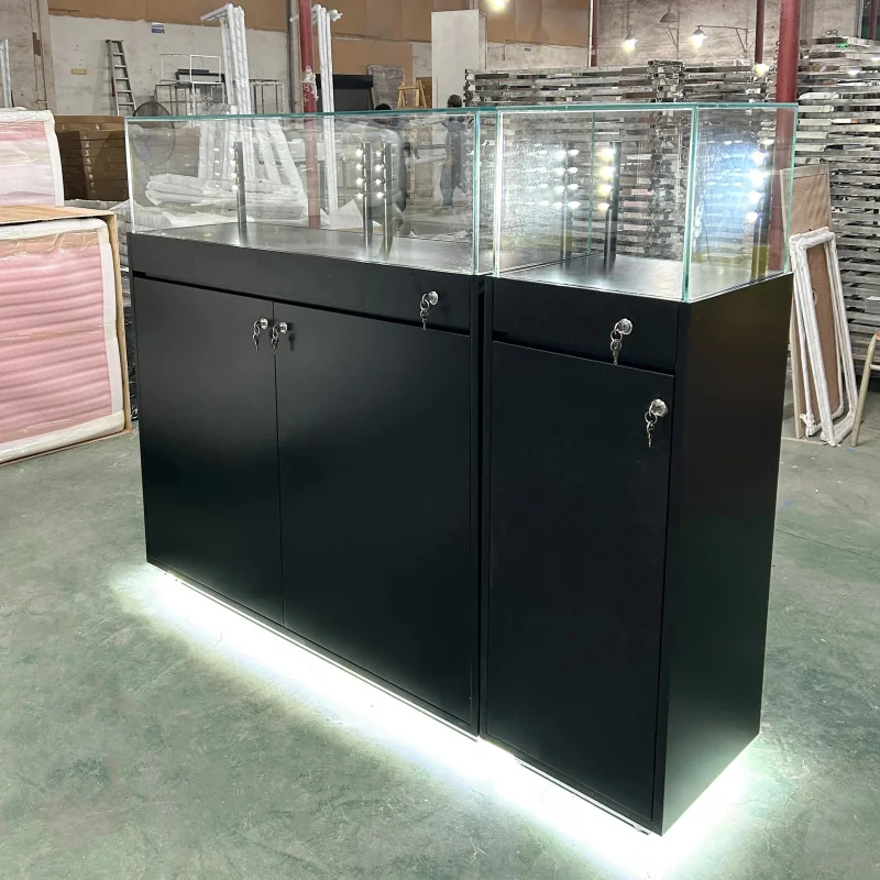 custom.Jewelry Glass Display Cabinet with LED Lighting Durable Design Custom Jewelry Display Showcase