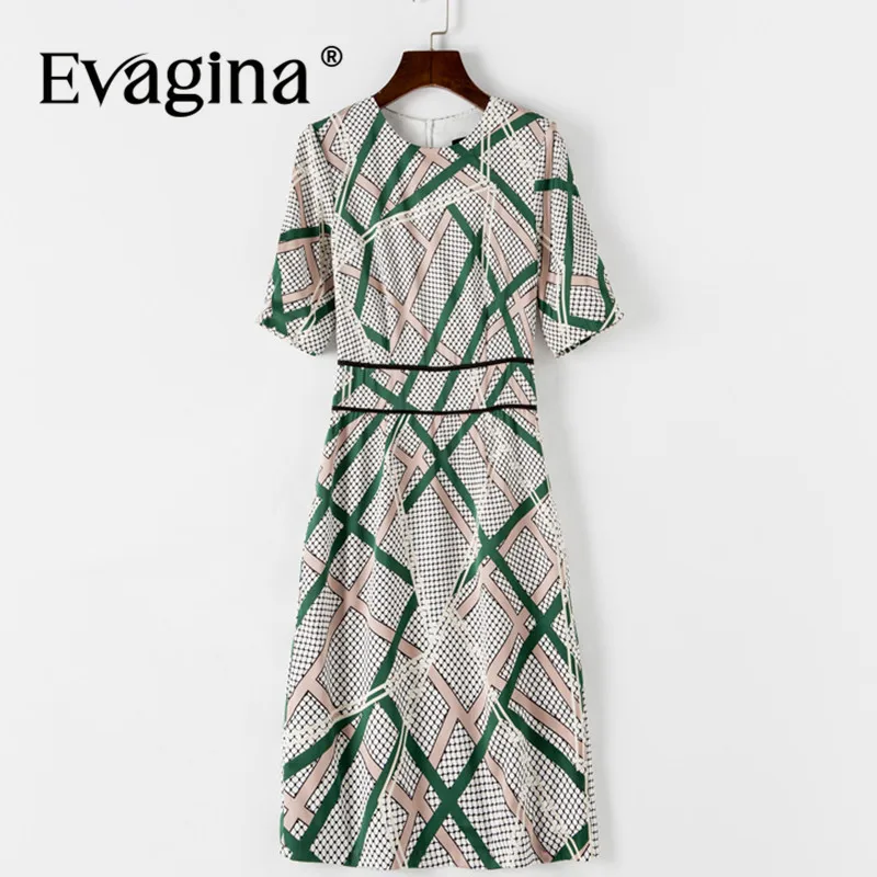 

Evagina Spring Summer Women's Dress Chic Designer Print Short-Sleeved Streetwear New Design Mini Dresses