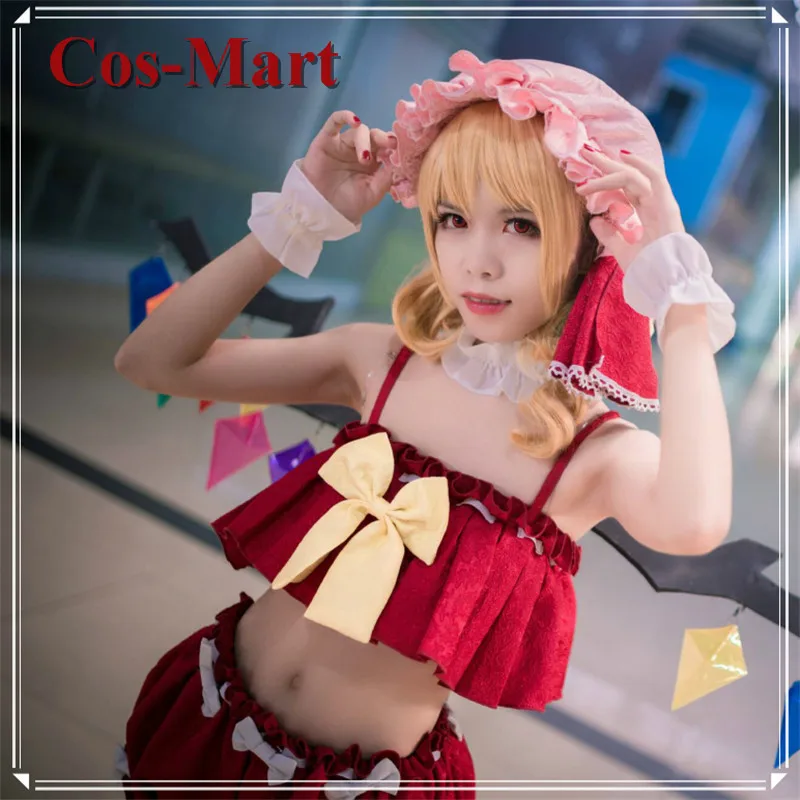 

Cos-Mart Game Touhou Project Flandre Scarlet Cosplay Costume Fantasy Summer Festival Red Swimsuit Full Set Pool Party Show