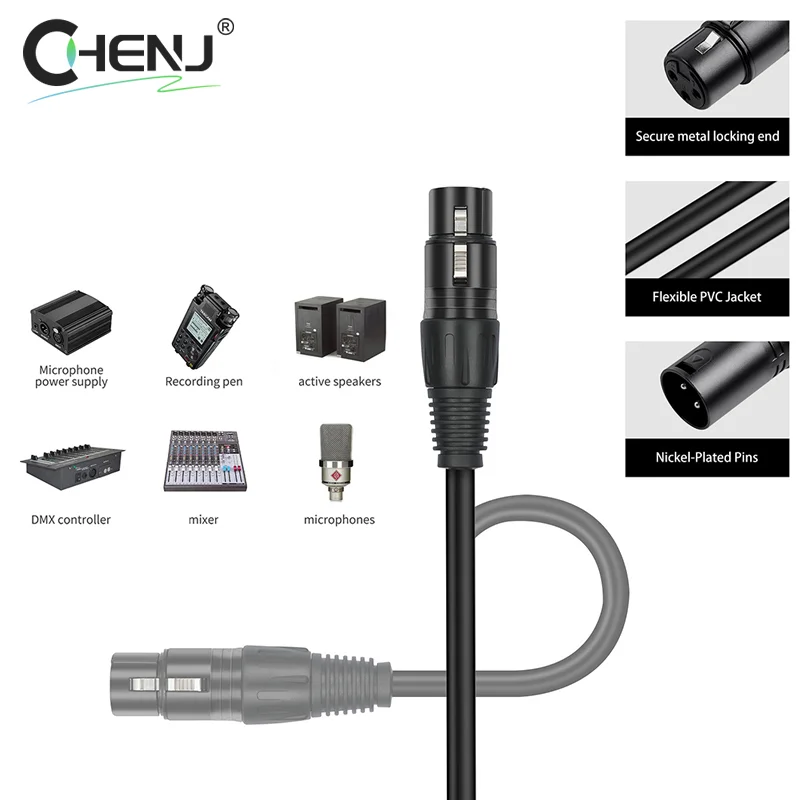 XLR Cable Male To Female XLR Microphone Cable Cannon Extension Cable For Audio Mixer Amplifiers Concerts Churches Station Cord