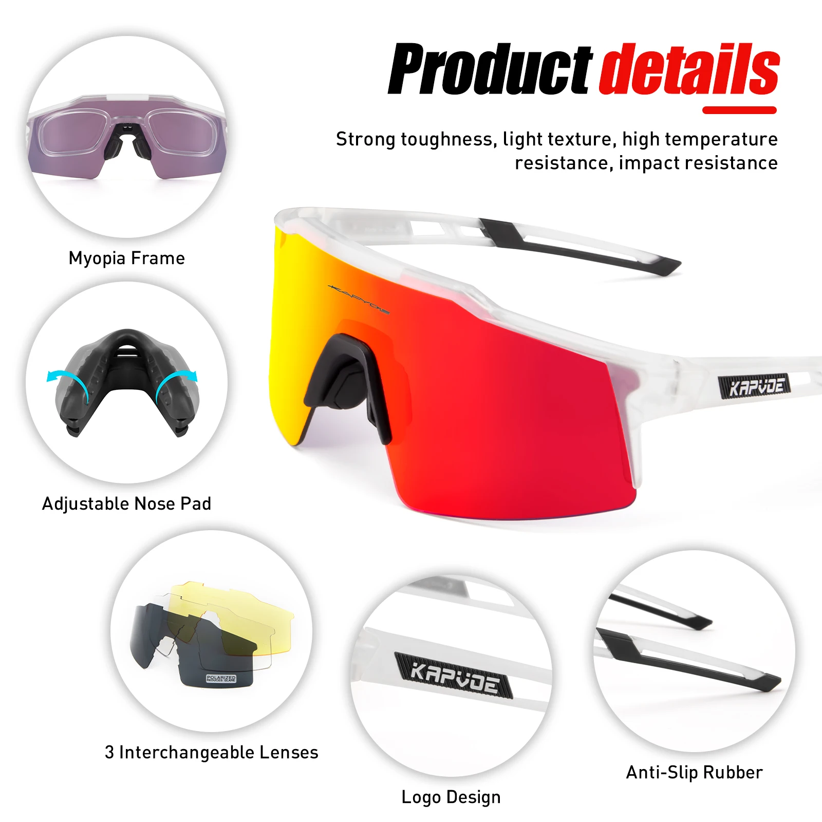 Kapvoe Bicycle Glasses Cycling Sunglasses UV400 Cycling GlassesRiding Bike MTB Mountain Men/Women Eyewear Outdoor Sports Goggles