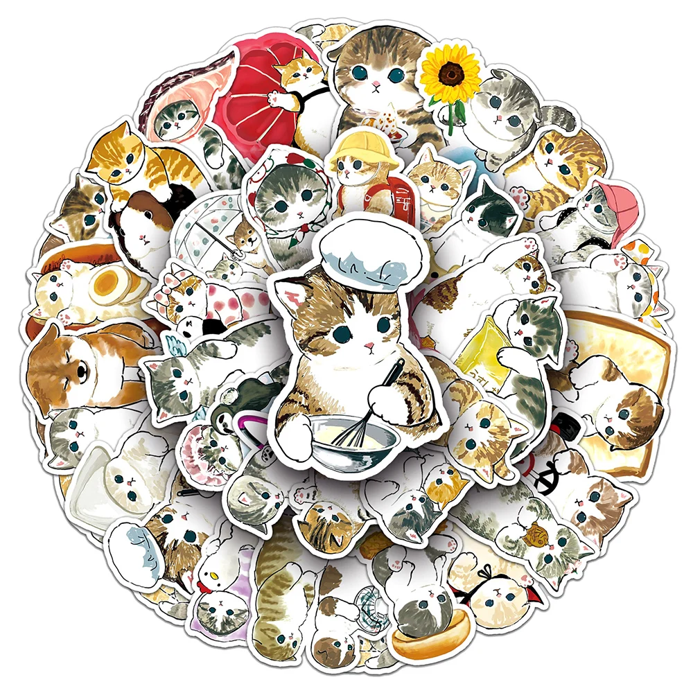 10/30/50pcs Kawaii Cartoon Cat Aesthetic Stickers Decoration DIY Laptop Phone Notebook Suitcase Stationery Sticker for Kids Toys