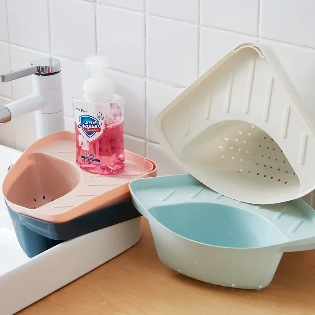 Suction Cup Sink Corner Drain Basket Shelf Multifunction Sink Drain Rack Sponge Holder Home Organizer Cocina Kitchen Accessories