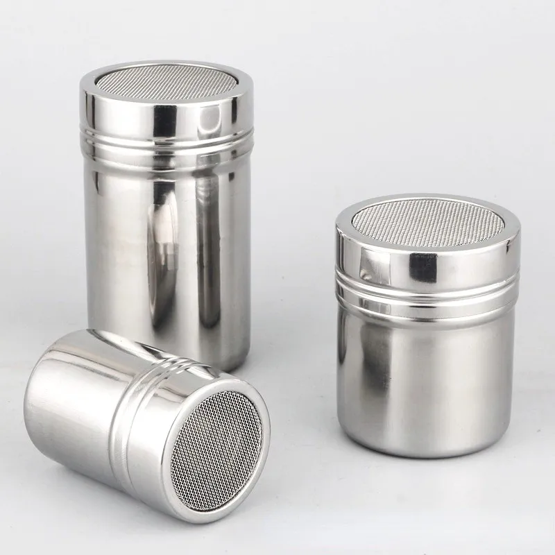 Stainless Steel Spice Pepper Shakers Chocolate Shaker Lid Sugar Bowl Cocoa Container Powder Coffee Sifter Kitchen Accessories