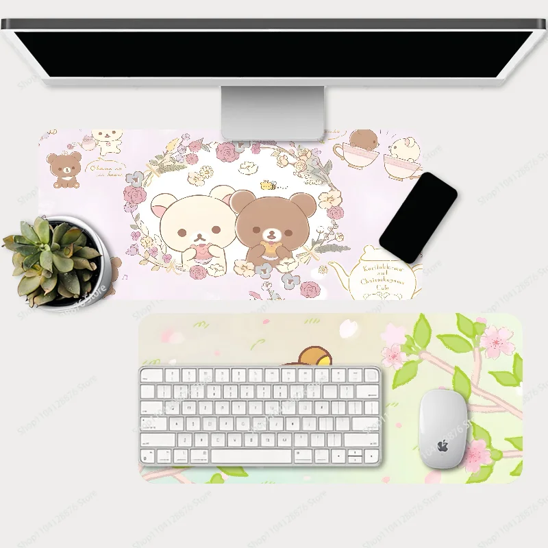 Cute Cat Rilakkuma Mousepad Gaming Mouse pad Gamer Pc Accessories Deskmat Keyboard Mat Desk Protector Mause Pads