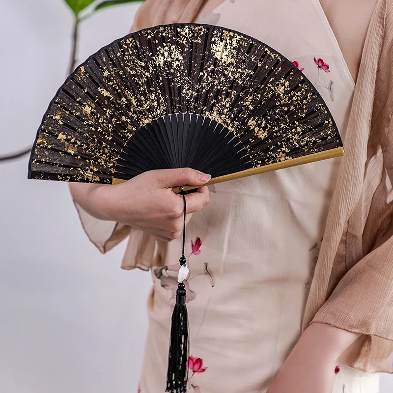 Gold and Silver Fan Ancient Style Classical and Compact Hanfu Dance Fan Easy To Open and Close with You