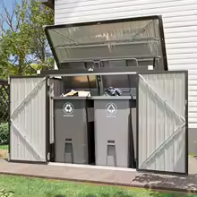Galvanized Steel 2-Trash Bin Garbage Shed only $98.28