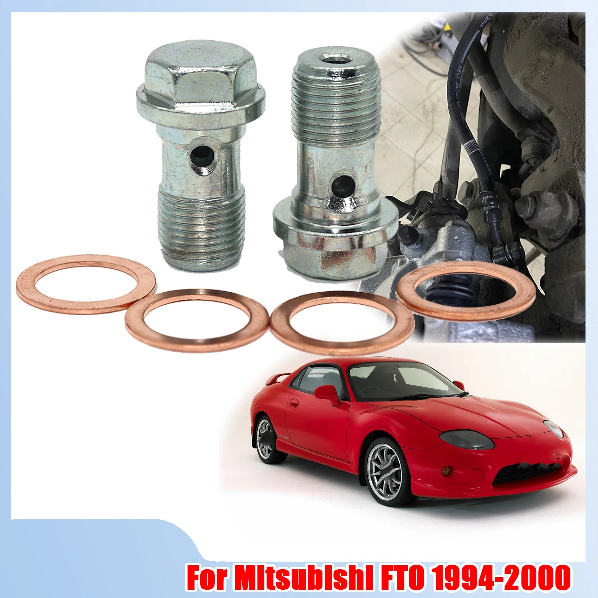

Front Left Right Rear Caliper Hose Lines Banjo Fittings Copper Sealing Crush Washers Repair Kit For Mitsubishi FTO 1994-2000