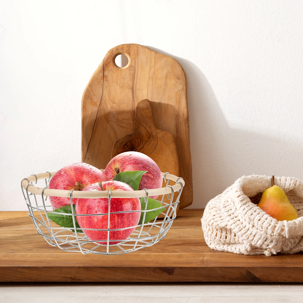 

Iron Wire Fruit Basket H made Shaped Mesh Storage Containers Wire Metal Sundries Holder Table Dessert Reusable Vegetable Bread