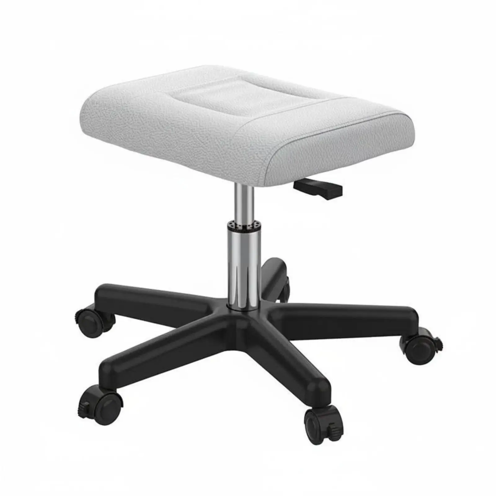 Mobile Footstool with Wheels for Under Desk Use Height Adjustable PU Leather Ottoman for Ergonomic Posture