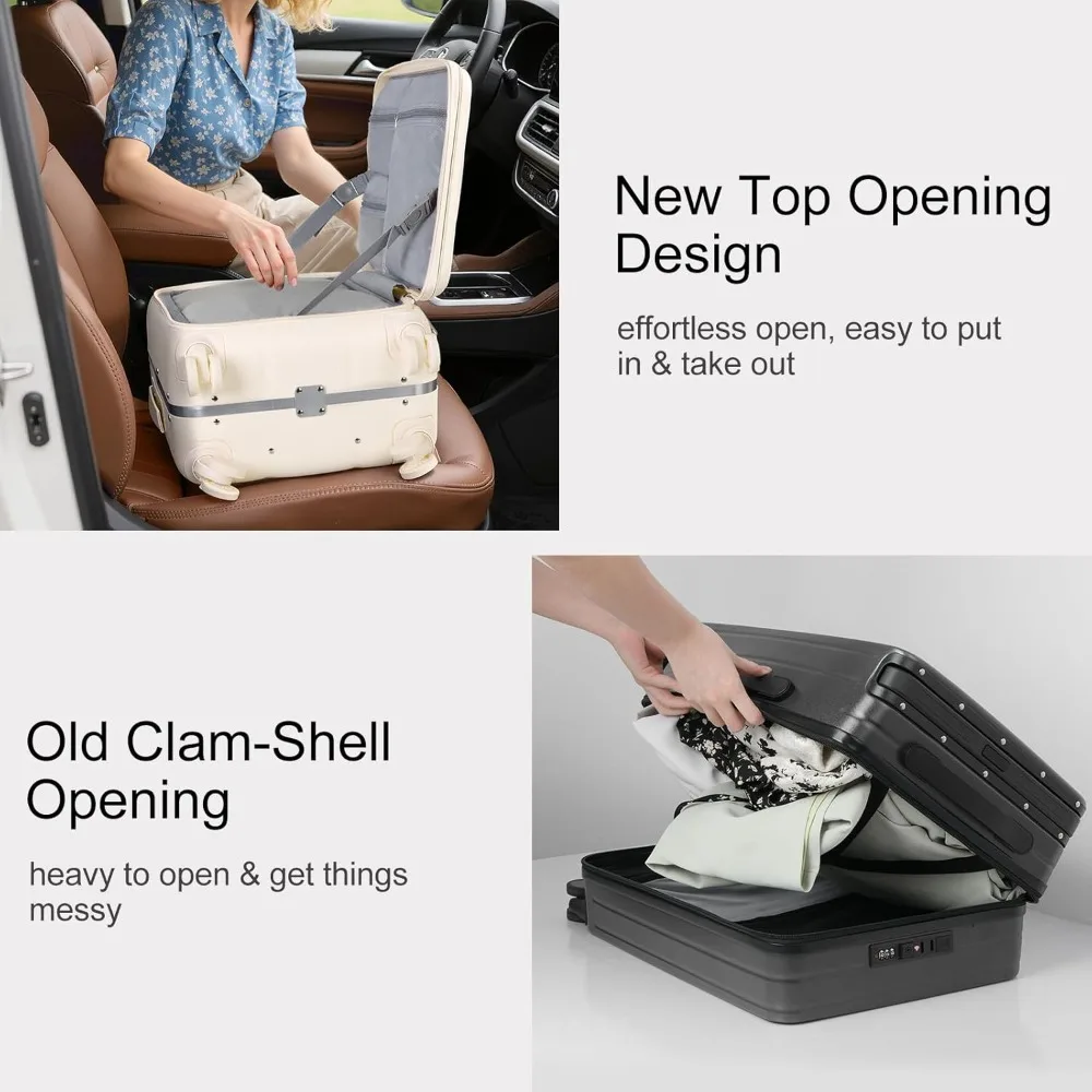 Front Opening Aluminum Frame 20 Inch Hardside Carry-On Suitcase with TSA Lock, Airline Approved Luggage 22x14x9 Inches