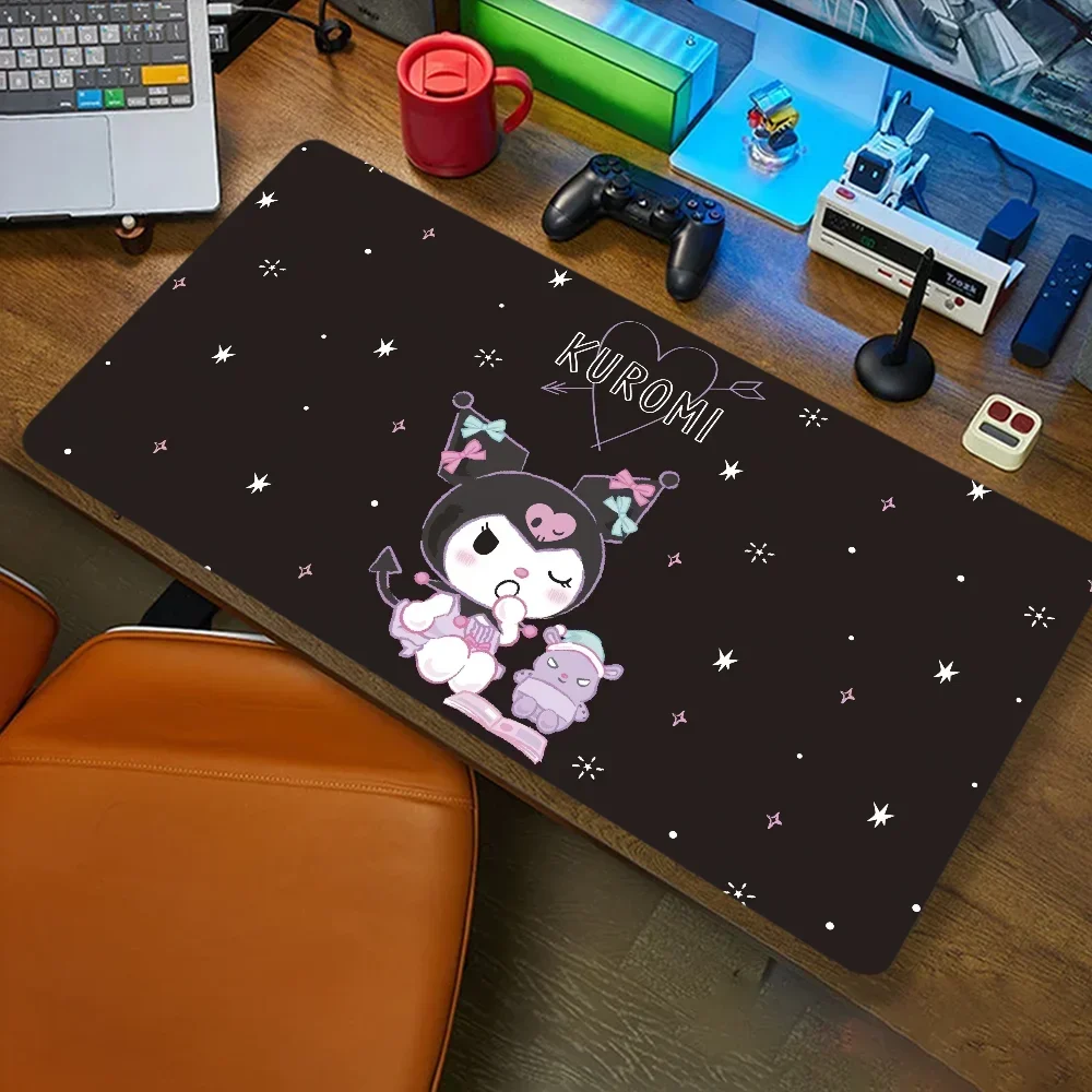 

MINISO S-Sanrio Kuromi Cute Mousepad Computer Office Game Table Mats XXL Rubber Anti-slip Gaming Keyboard Long Desk Pads