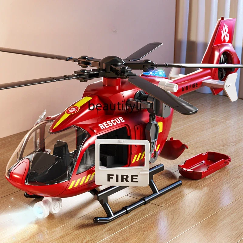 Children's toy helicopter alloy car fire puzzle boy birthday gift