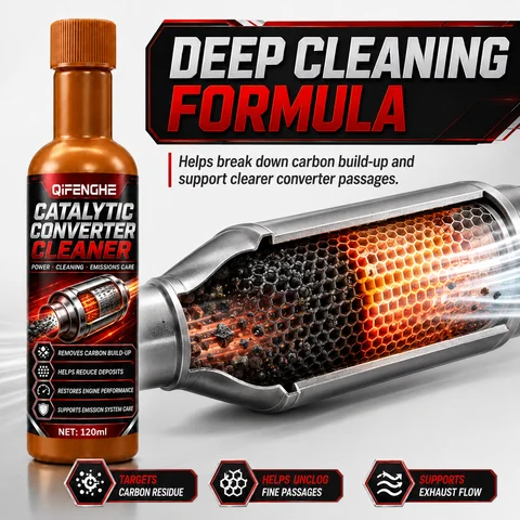QIFENGHE 120ml Catalytic Converter Cleaner, Removes Carbon Build-Up, Restores Engine Performance & Exhaust System Care
