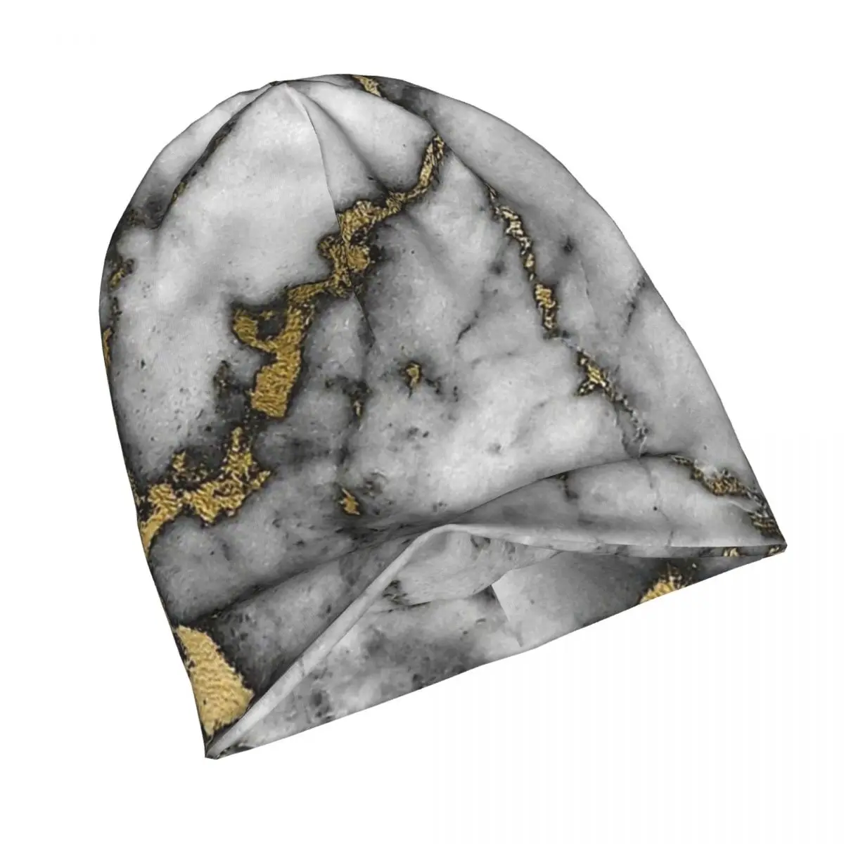 Grey Marble Gold Streaks Phone Case Bonnet Homme Outdoor Thin Hat Marble Skullies Beanies Caps For Men Women Novelty Fabric Hats