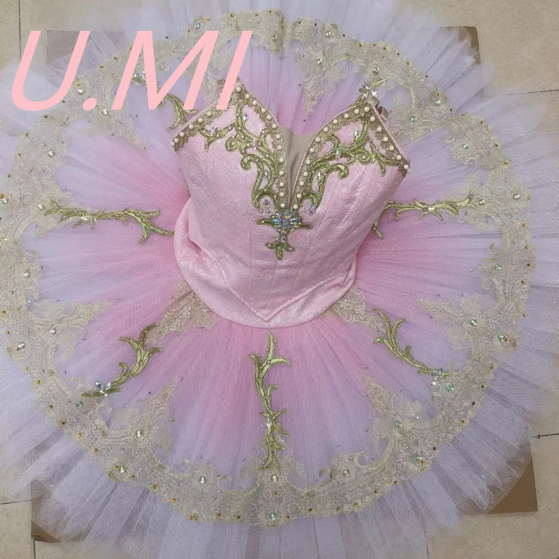 Vestido de tutú personalizado de la Bella Durmiente, vestido de competición Rosa degradado con variaciones de Hada de las flores