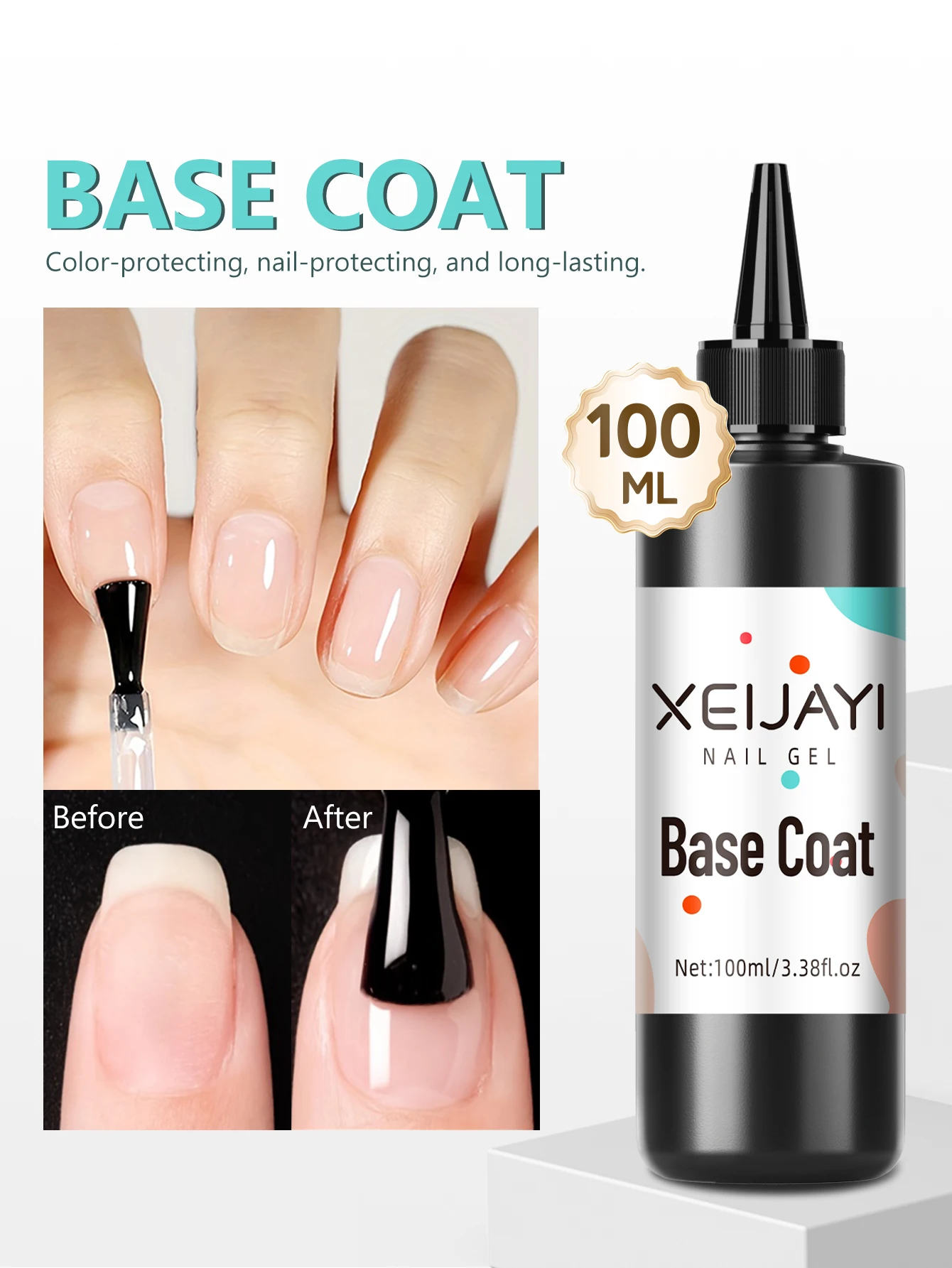 1pc 100ml Long-Lasting Diamond Gel Base Coat Shine Finish and Soak Off LED Nail Lamp Perfect for Christmas Nail Art Design