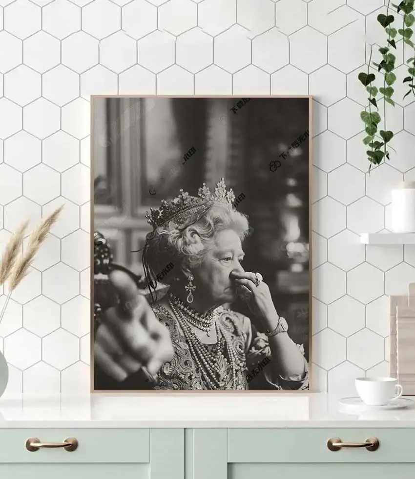 Arte moderna da parede do vintage, retrato da rainha humor engraçado hd cartaz impresso em tela, casa sala de estar decoração do quarto