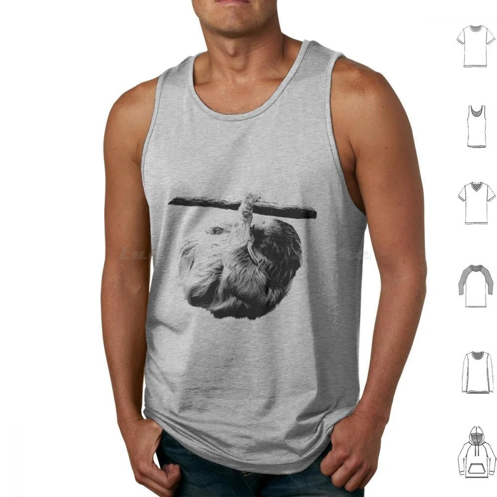 Sluggish Sloth. Digital Wildlife Engraving Image Tank Tops Print Cotton Sloth Art Sloth Sloth Images Sloth Pictures Sloth