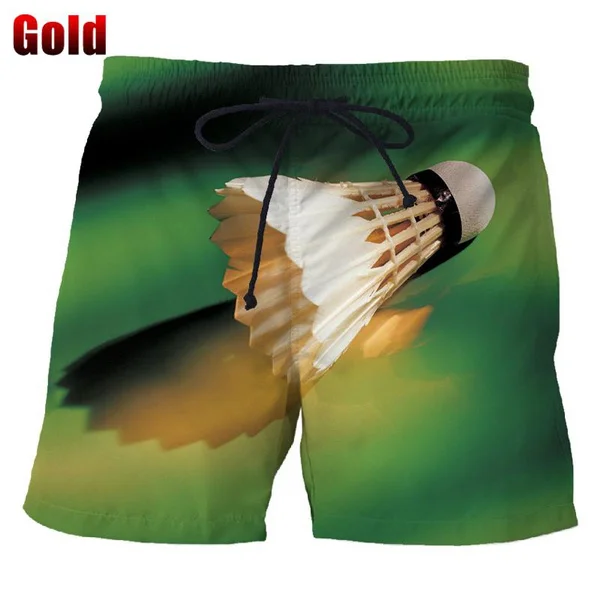 Sports Badminton Fashion 3D Printed Shorts Men's Casual Hip-hop Harajuku Unisex